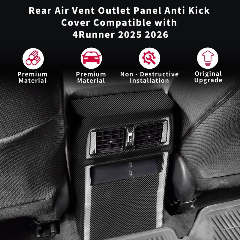 Treesiche Store Rear Air Vent Outlet Panel Anti Kick Cover Compatible with 4Runner 2025 Interior Rear Row Air Conditioning Vent Cover(Carbon Fiber) - Image 2